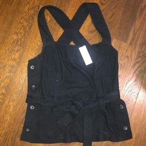 Anthropologie criss cross black tank top with tie